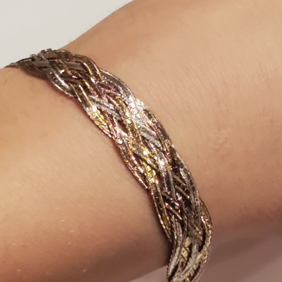 925 Sterling Silver Milor Italy Tri Color Braid - Picture 1 of 10